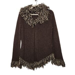 Vintage Boho Fairy Fall Autumn Cardigan Sweater Button Studio Y Large Brown